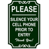 Silence Cell Phone Ornate Engraved Plastic Sign | 18" x 12"