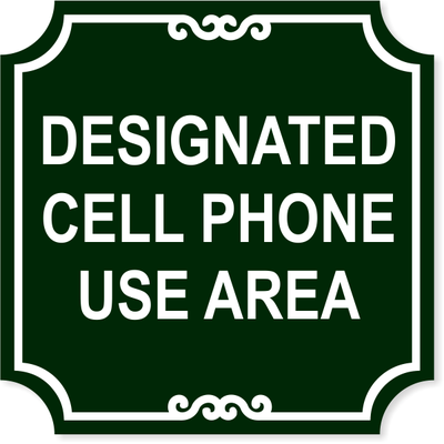 Ornate Cell Phone Area Engraved Plastic Sign | 12" x 12"