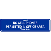 Office No Cell Phone Sign | Engraved Plastic | 2" x 8"