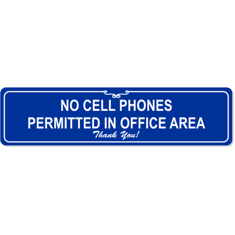 Office No Cell Phone Sign | Engraved Plastic | 2" x 8"