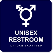 Plastic Unisex Symbol 8" x 8"ADA Braille Bathroom Sign