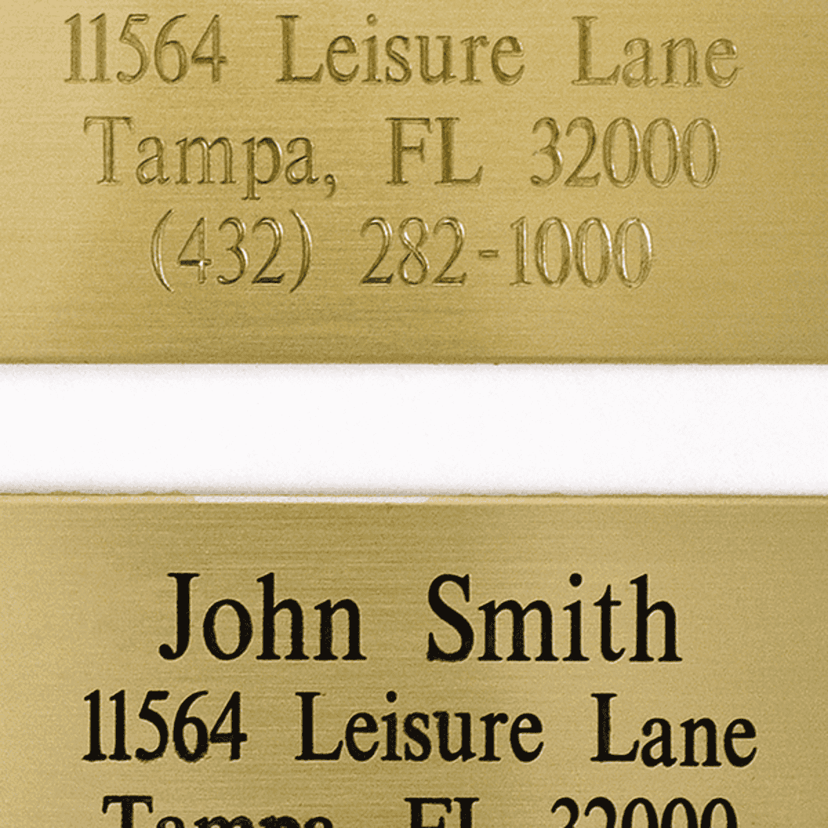 Example of oxidized and etched brass signs