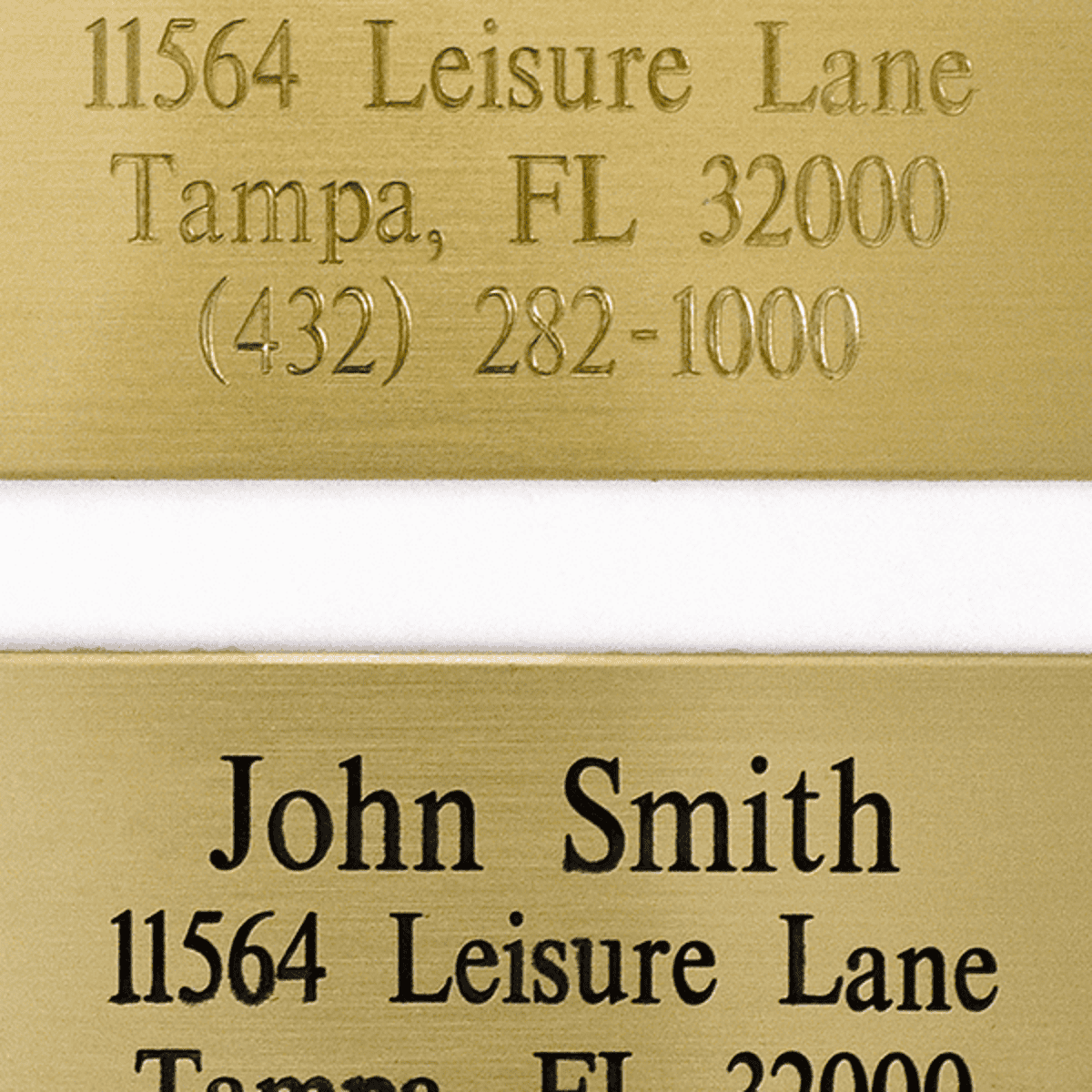 Example of oxidized and etched brass signs