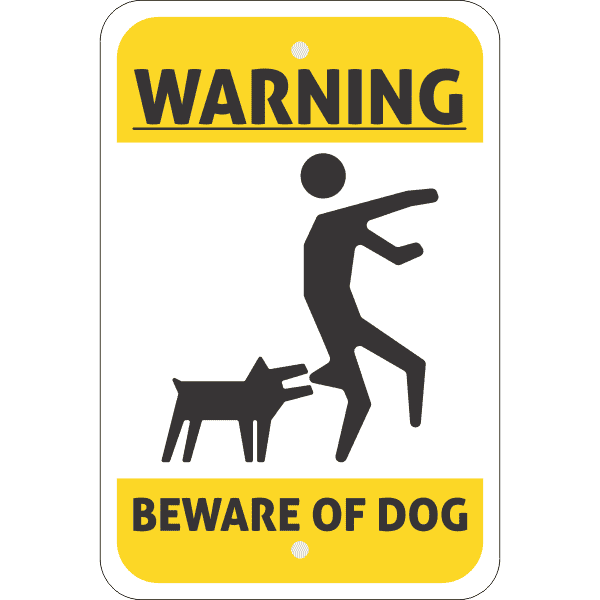 Illustrated Beware of Dog Vertical Sign