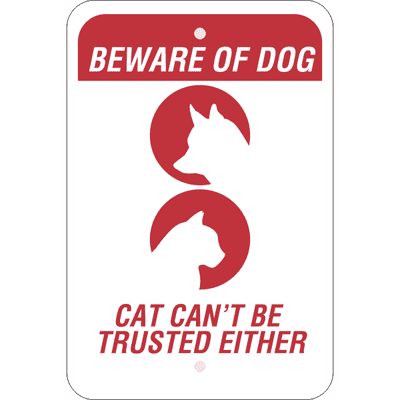 Beware of Dog and Cat Vertical Sign