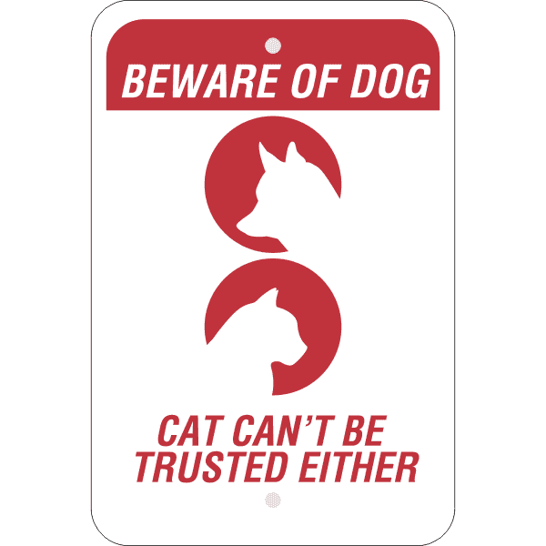 Beware of Dog and Cat Vertical Sign