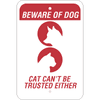 Beware of Dog and Cat Vertical Sign