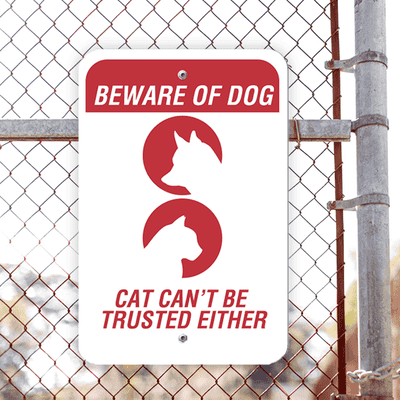 Beware of Dog and Cat Vertical Sign - alternate view