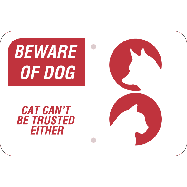 Beware of Dog and Cat Horizontal Sign