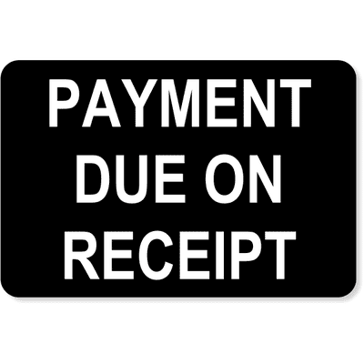 Engraved Receipt Payment Sign | 4" x 6"