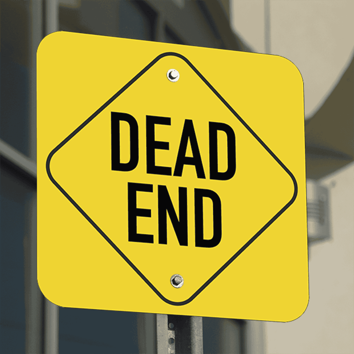 Mounted Square Diamond Dead End Sign