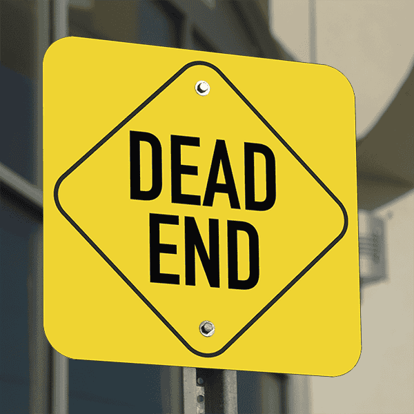 Mounted Square Diamond Dead End Sign