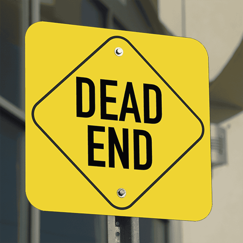 Mounted Square Diamond Dead End Sign