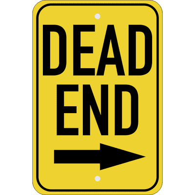 Vertical Right Arrow Dead End Sign
