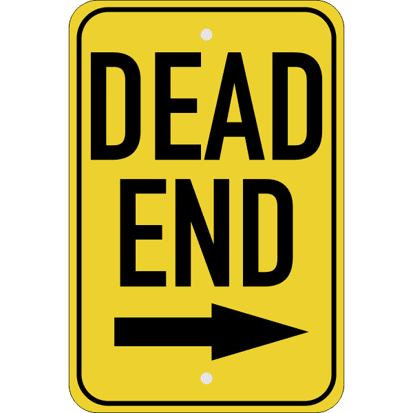 Vertical Right Arrow Dead End Sign