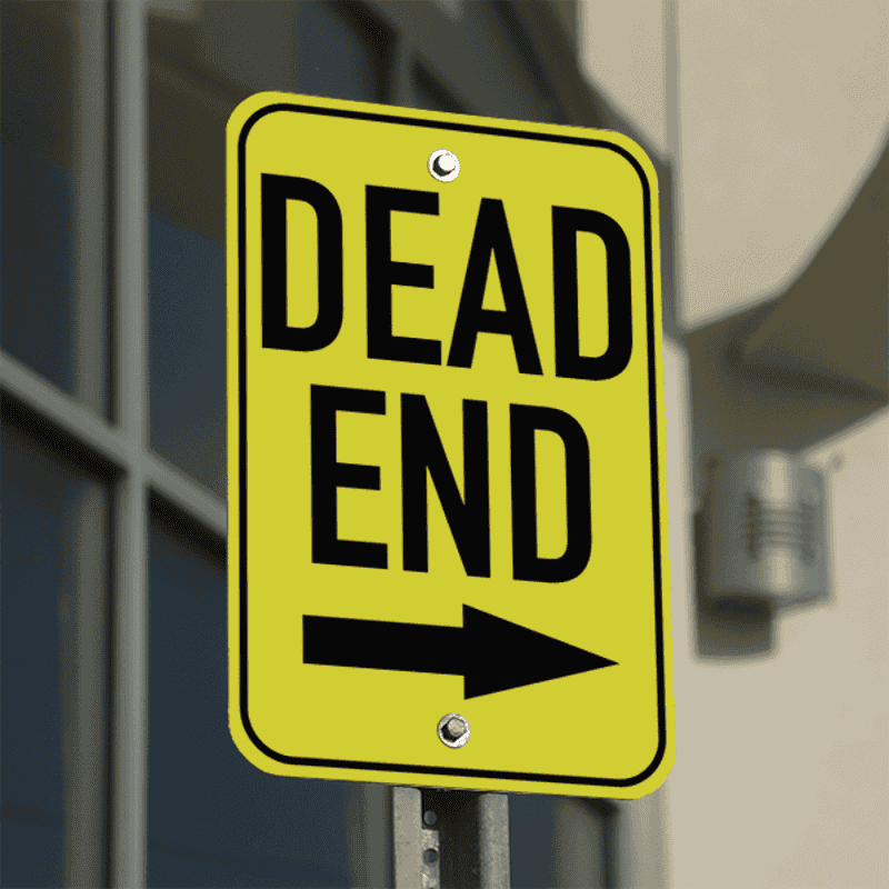 Mounted Vertical Right Arrow Dead End Sign