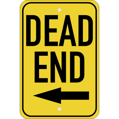 Vertical Left Arrow Dead End Sign