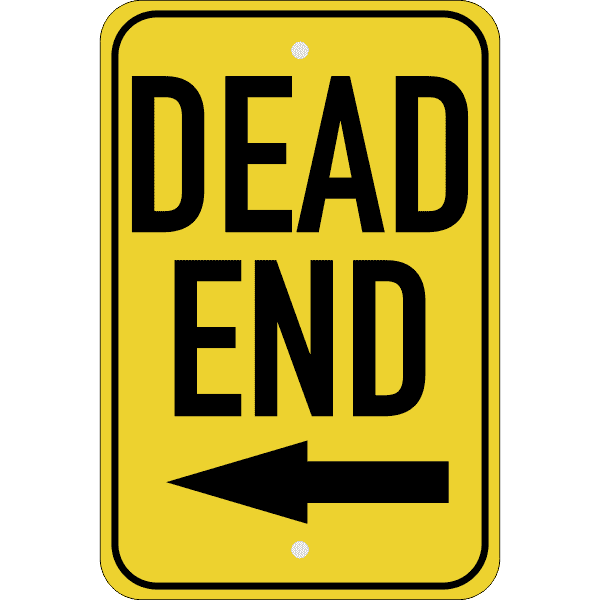 Vertical Left Arrow Dead End Sign