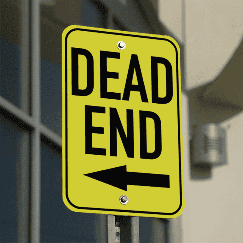 Mounted Vertical Left Arrow Dead End Sign