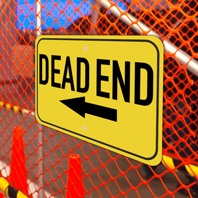 Horizontal Left Arrow Dead End Sign - alternate view