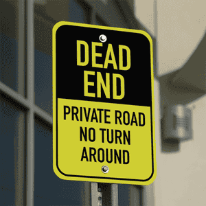 Mounted Vertical Private Road Dead End Sign
