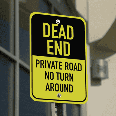 Vertical Private Road Dead End Sign - alternate view