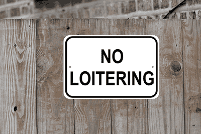 Horizontal No Loitering Sign - alternate view
