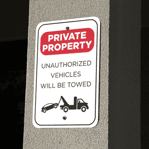 Mounted Vertical Tow Away Private Property