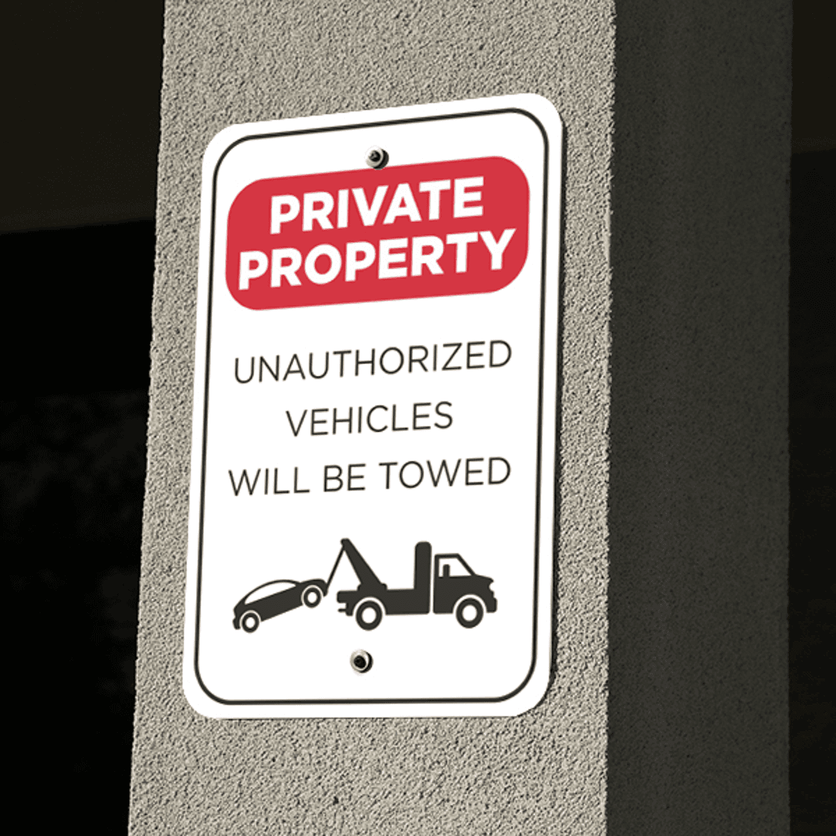Mounted Vertical Tow Away Private Property