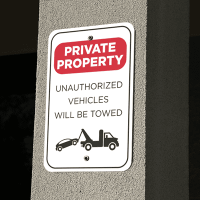 Vertical Tow Away Private Property - alternate view