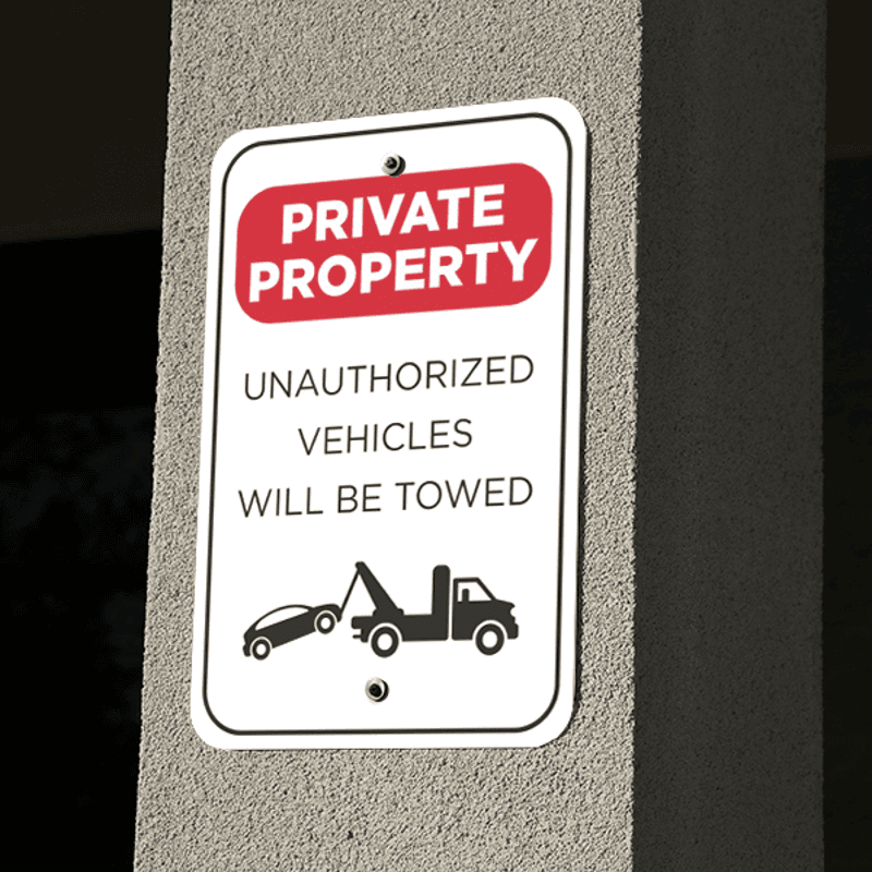 Mounted Vertical Tow Away Private Property