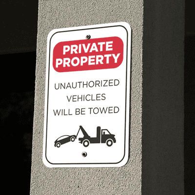 Vertical Tow Away Private Property - alternate view