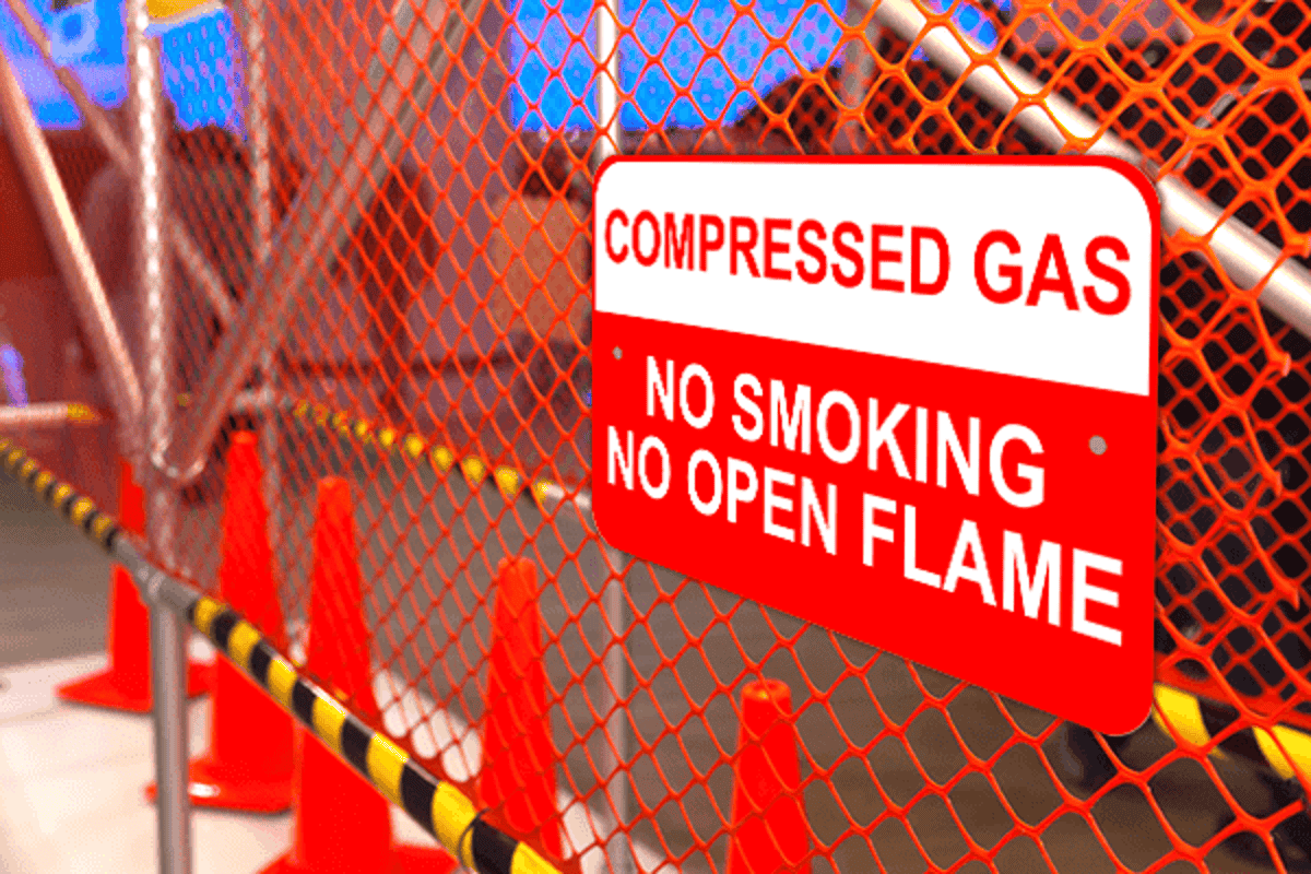 Mounted Compressed Gas Aluminum Sign | 12" x 18"