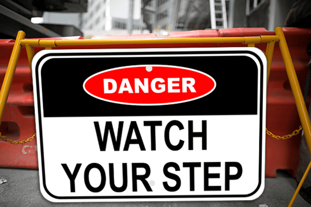 Mounted Danger Watch Your Step Sign