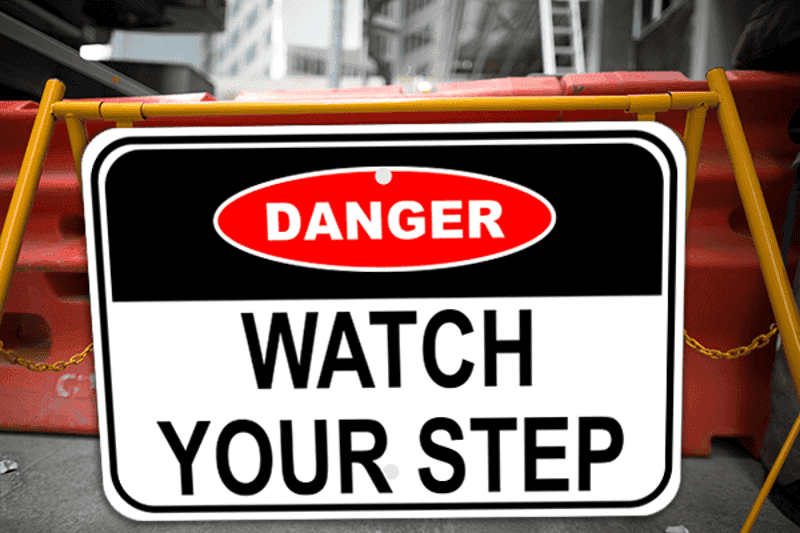Mounted Danger Watch Your Step Sign