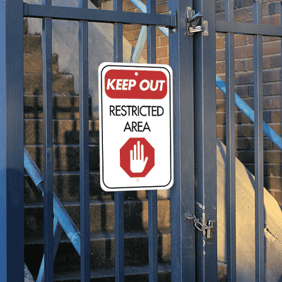 Vertical Keep Out Restricted Area Sign - alternate view