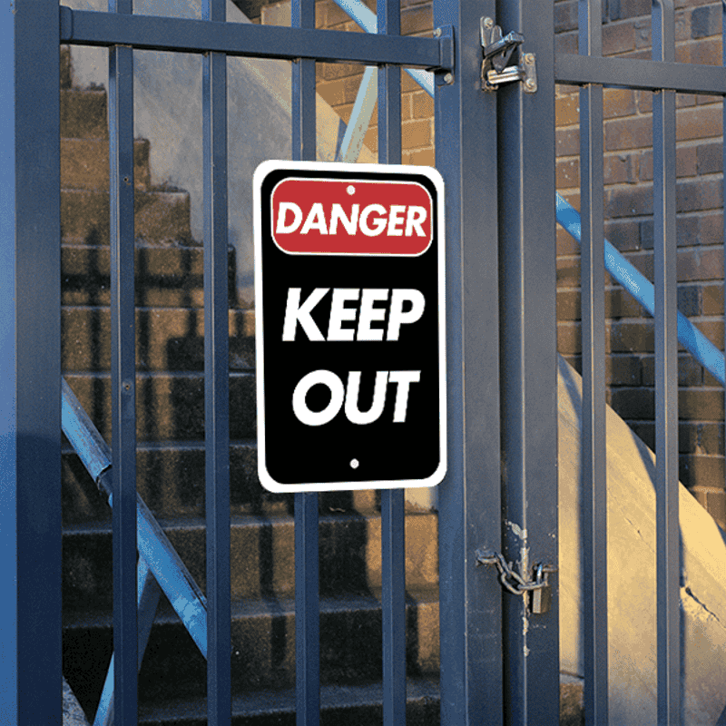 Mounted Vertical Danger Keep Out Sign