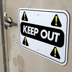 Mounted Horizontal Repeated Icon Keep Out Sign