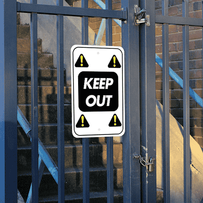 Vertical Repeated Icon Keep Out Sign - alternate view