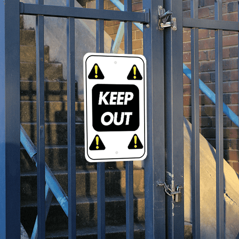 Mounted Vertical Repeated Icon Keep Out Sign