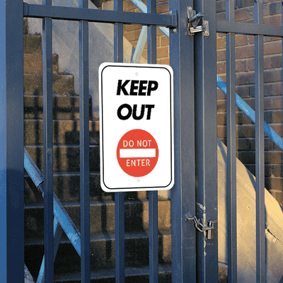 Vertical Keep Out Do Not Enter Sign - alternate view