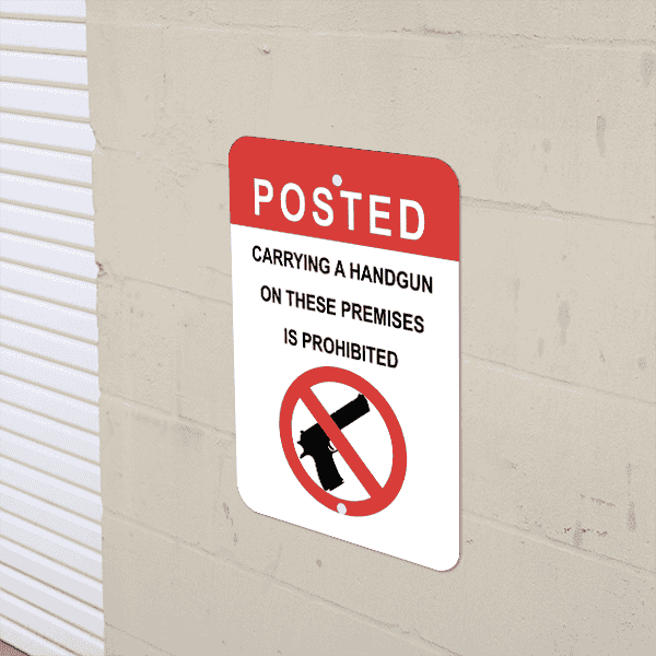 Mounted Vertical Posted Handgun Prohibited Sign