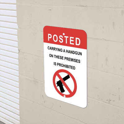 Vertical Posted Handgun Prohibited Sign - alternate view