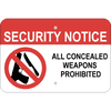 Horizontal No Concealed Weapon Security Sign