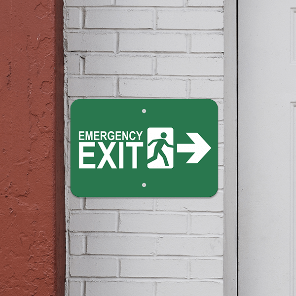 Mounted Horizontal Right Arrow Emergency Exit Sign