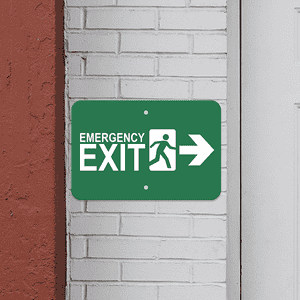 Mounted Horizontal Right Arrow Emergency Exit Sign