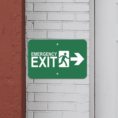 Horizontal Right Arrow Emergency Exit Sign - alternate view
