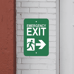 Mounted Vertical Right Arrow Emergency Exit Sign