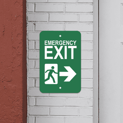 Vertical Right Arrow Emergency Exit Sign - alternate view
