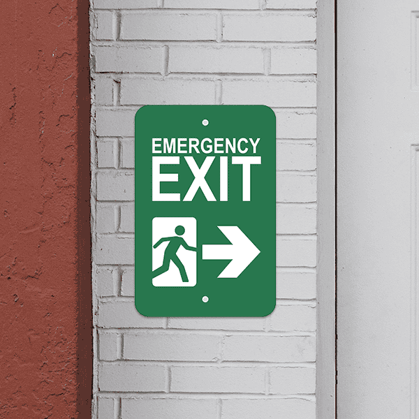 Mounted Vertical Right Arrow Emergency Exit Sign
